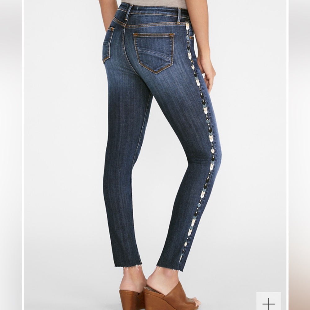 Driftwood Jackie Chevron Embroidered Skinny Jeans sz 26 - Picture 2 of 14